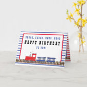 Chuga, Chuga Choo Red | Blue Train Birthday Karte (Gelbe Blume)