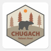Chugach National Forest Alaska Bear Quadratischer Aufkleber (Vorderseite)