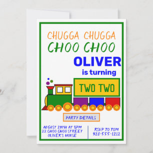 Chugga Choo Choo Junge zum 2. Geburtstag Einladung