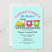Chugga Choo Train thematischer Cartoon jeden Gebur Einladung (Vorderseite)