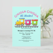 Chugga Choo Train thematischer Cartoon jeden Gebur Einladung (Stehend Vorderseite)