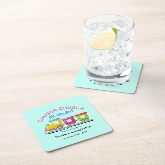 Chugga Choo Train thematischer Cartoon jeden Gebur Rechteckiger Pappuntersetzer (Vor Ort)