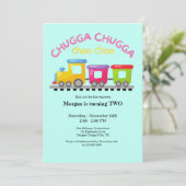 Chugga Choo Train Themenabend Cartoon 2. Geburtsta Einladung (Stehend Vorderseite)