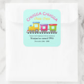 Chugga Choo Train Themenabend Cartoon 2. Geburtsta Quadratischer Aufkleber (Tasche)