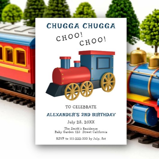Chugga Choo Zug Geburtstag Einladung