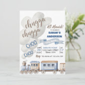 Chugga Chugga cho cho Alleinreisende Kinderdusche Einladung (Stehend Vorderseite)