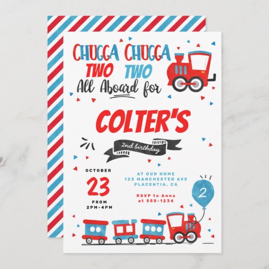 Chugga Chugga Choo Choo Train Birthday Party Einladung (Vorne/Hinten)