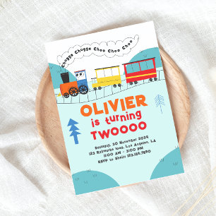 Chugga Chugga Choo Choo Train Boy Zweiter Geburtst Einladung
