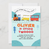 Chugga Chugga Choo Choo Train Boy Zweiter Geburtst Einladung (Vorderseite)