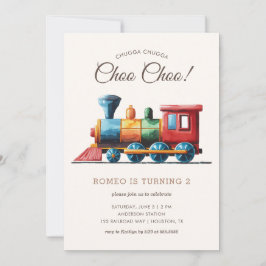 Chugga Chugga Choo Choo Vintag Train 2. Geburtstag Einladung