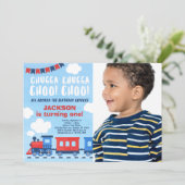 Chugga Chugga Choo Choo Zug Birthday Foto Einladung (Stehend Vorderseite)