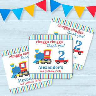 Chugga Chugga Train Birthday Favor Quadratischer Aufkleber