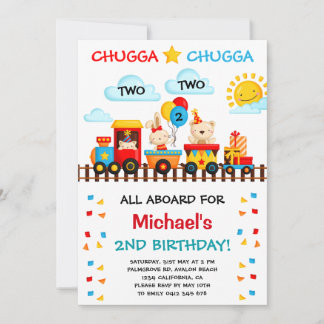 Chugga Chugga Two Train 2. Boy Birthday Party Einladung