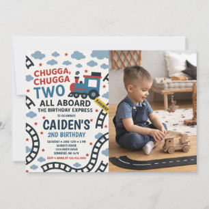 Chugga Chugga Two Train Birthday Party Foto Einladung