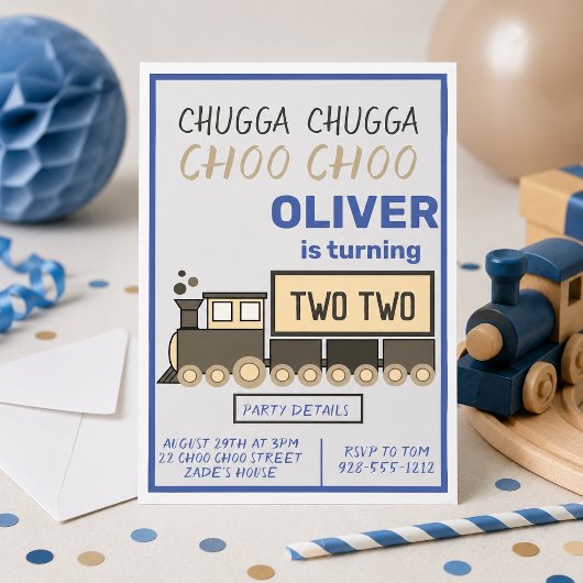 Chugga Chugga Two Train Boy 2. Geburtstag Einladung