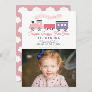 Chugga Chugga Two Train Girl 2. Geburtstag Foto Einladung