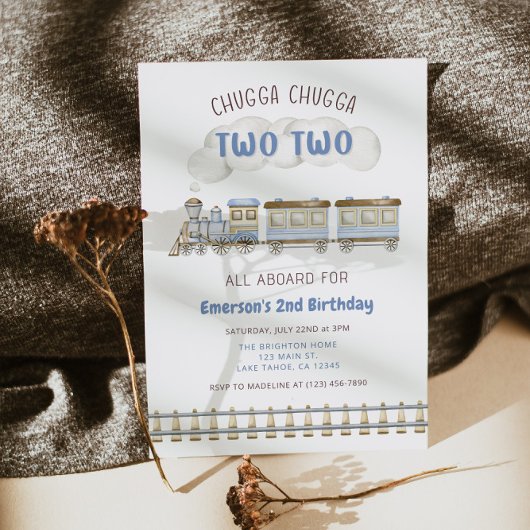 Chugga Chugga Two Two Train Second Birthday Invite Einladung