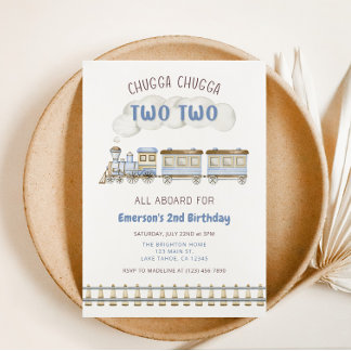 Chugga Chugga Two Two Train Second Birthday Invite Einladung