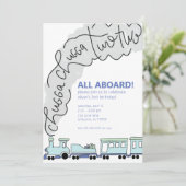 Chugga Chugga Two Two Train Second Birthday Party  Einladung (Stehend Vorderseite)