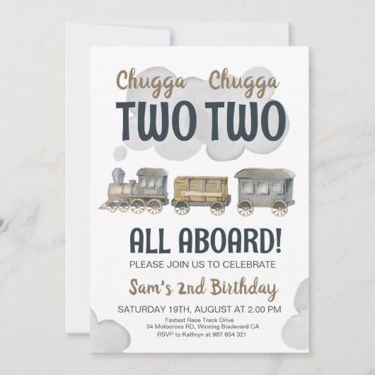 Chugga Chugga Two Two Two Two Two Two Einladung (Vorderseite)