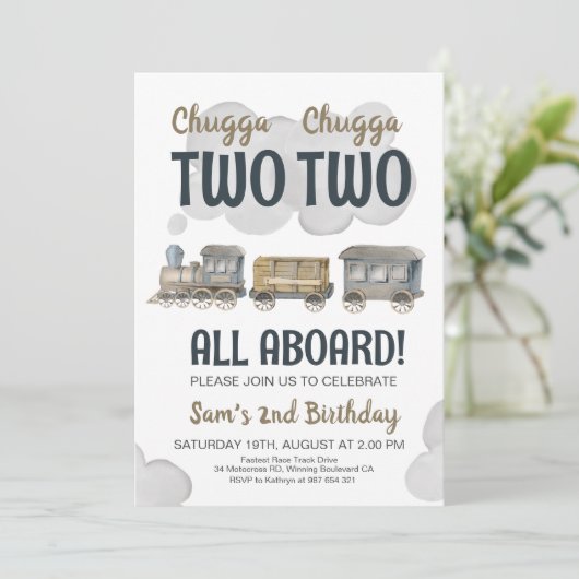 Chugga Chugga Two Two Two Two Two Two Einladung (Stehend Vorderseite)