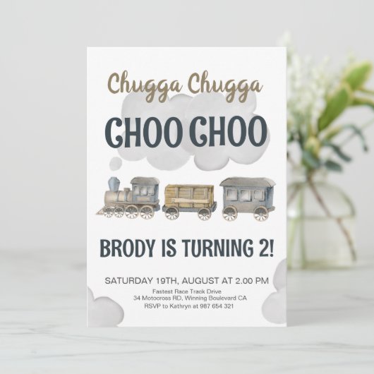 Chugga Chugga Two Two Two Two Two Two Einladung (Stehend Vorderseite)