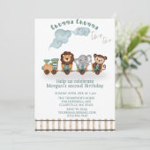 Chugga chugga zwei Zug Geburtstag Einladung (Stehend Vorderseite)