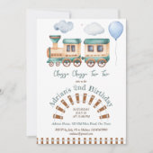 Chugga chugga zwei Zug Geburtstag Einladung (Vorderseite)