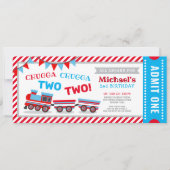 Chugga chugga zwei Zugfahrkarten Geburtstag Einladung (Vorderseite)