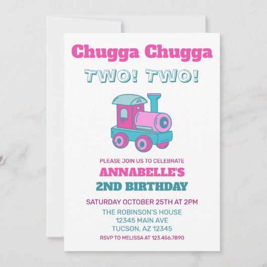 Chugga Chugga Zwei! Zwei! Einladung (Vorderseite)
