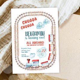 Chugga Train Choo Boy Red Blue Einladung
