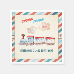 Chugga Two Train Choo Boy Red Blue 2. Geburtstag Serviette