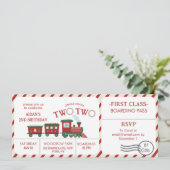 Chugga Two Two Winter Train Ticket Second Birthday Einladung (Stehend Vorderseite)
