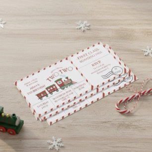 Chugga Two Two Winter Zug Ticket Zweiter Geburtsta Einladung