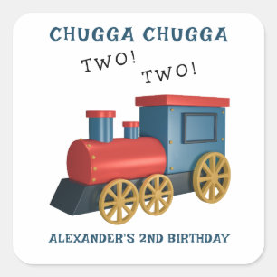 Chugga Two Two Zug zweiter Geburtstag Quadratischer Aufkleber