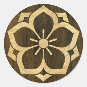 Chuinyaekikyo Japaner Kamon Kirschblüten-Holz Runder Aufkleber