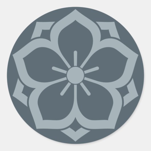 Chuinyaekikyo Japanisch Kamon Cherry Blossom Blue Runder Aufkleber (Vorderseite)