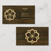 Chuinyaekikyo Japanisch Kamon Cherry Blossom Wood Visitenkarte (Vorne/Hinten)