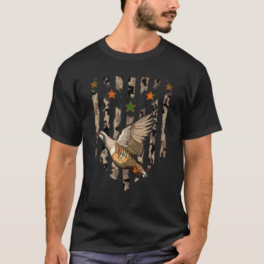 Chukar Bird Junting US American Flag Camouflage T T-Shirt (Vorderseite)