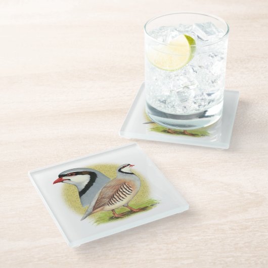 Chukar Partridge Combo Glasuntersetzer (Schrägansicht)
