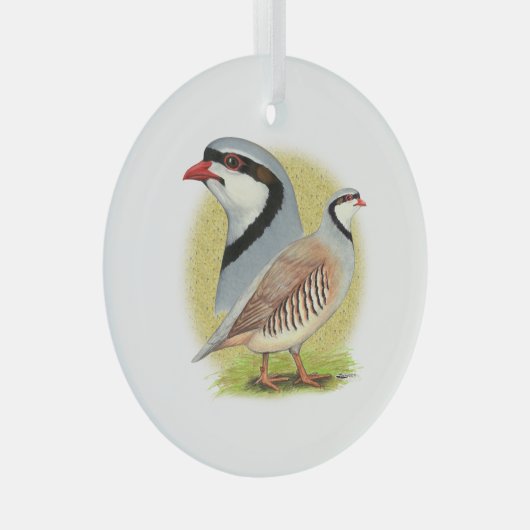Chukar Partridge Combo Ornament Aus Glas (Vorderseite Rechts)
