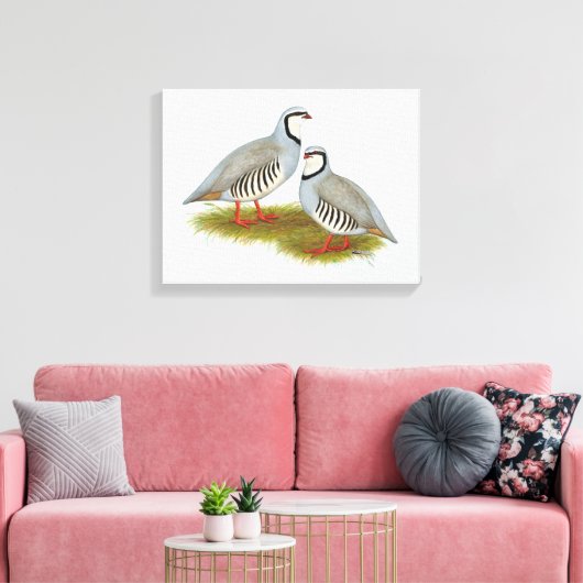 Chukar Partridge Pair Leinwanddruck (Insitu (Wohnzimmer))