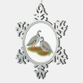 Chukar Partridge Pair Schneeflocken Zinn-Ornament (Rechts)
