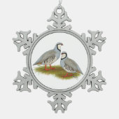 Chukar Partridge Pair Schneeflocken Zinn-Ornament (Vorderseite)
