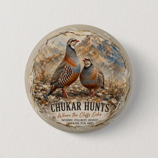 Chukar Rebhuhn-Paar-Kunst  Button (Vorderseite)