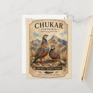 Chukar Rebhuhn-Paar-Kunst Feiertagspostkarte