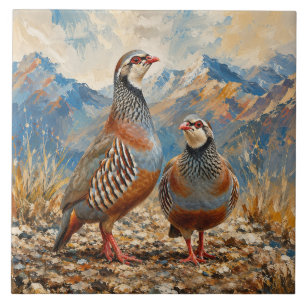 Chukar Rebhuhn-Paar-Kunst Fliese