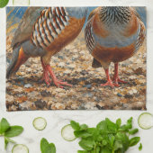 Chukar Rebhuhn-Paar-Kunst  Geschirrtuch (Gefaltet)