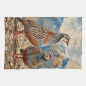 Chukar Rebhuhn-Paar-Kunst  Geschirrtuch (Horizontal)