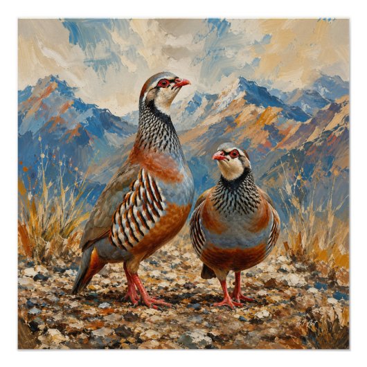 Chukar Rebhuhn-Paar-Kunst Poster (Vorderseite)